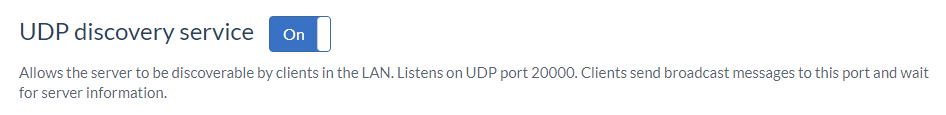 Network configuration - UDP