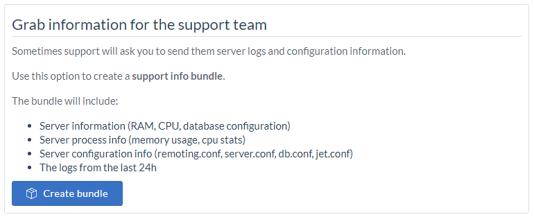 Support - Info bundle