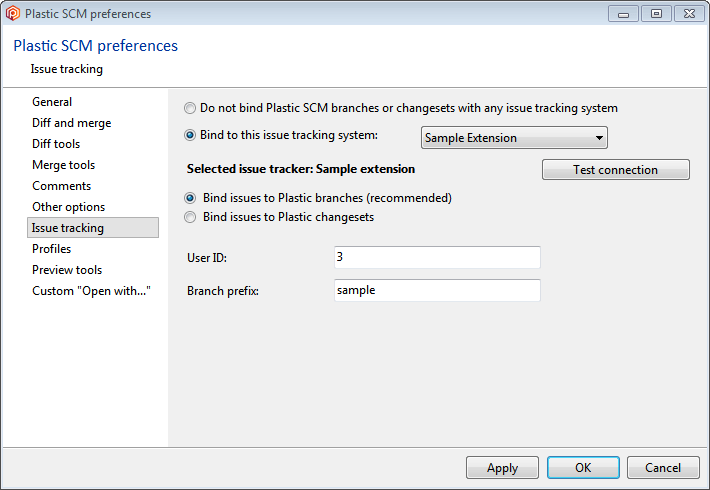 Preferences - Issue tracker dialog