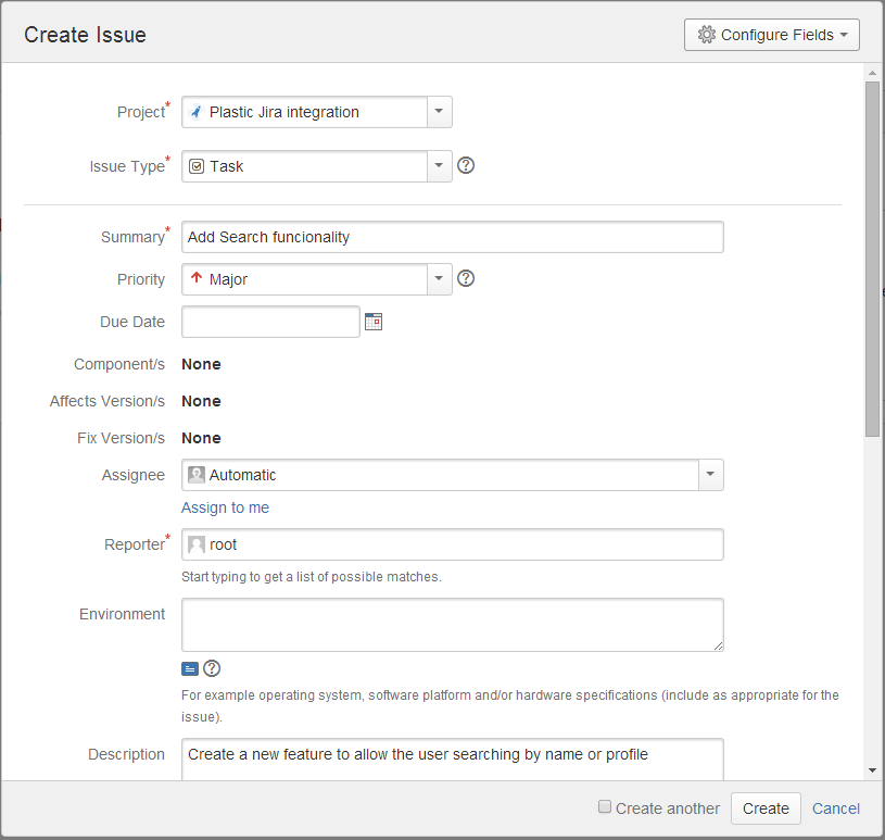 Creating new issues in Jira