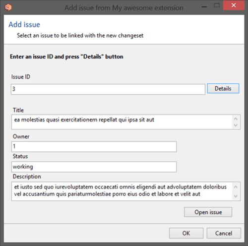 Add issue dialog