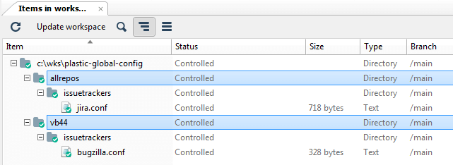 Plastic SCM GUI - Windows -Example plastic-global-config