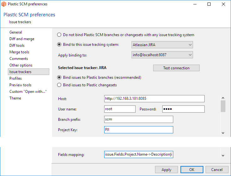 Fields mapping configuration