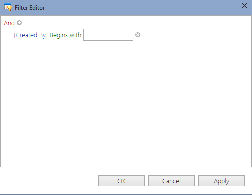 Changesets view - Filter editor
