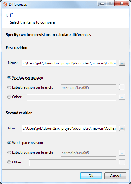 Diff Revisions dialog