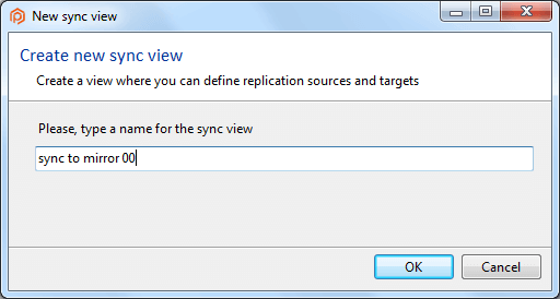 Creating a new sync view - Enter a name
