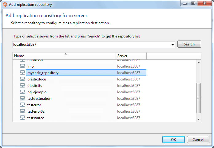 Creating a new sync view - Add a destination repository