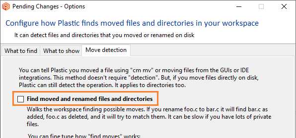Pending changes view - Moved file detection
