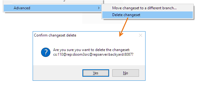 Plastic SCM GUI - Windows - Delete changeset