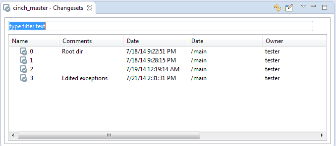 Changesets view