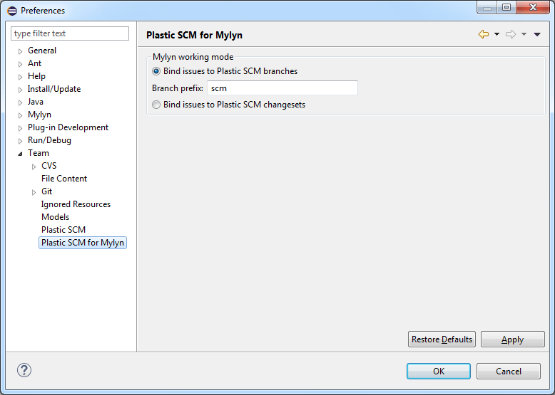 Configuring the Mylyn integration