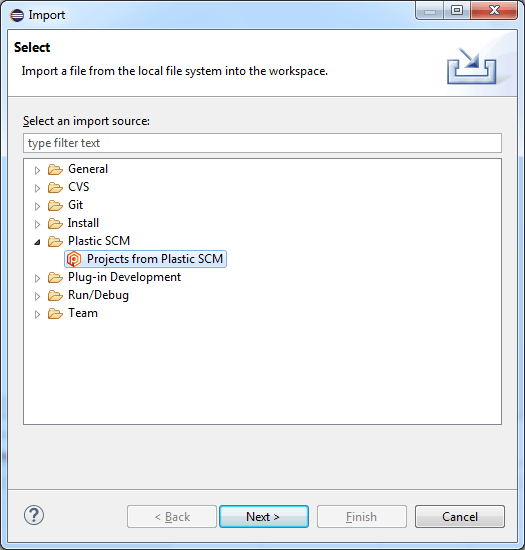 Import projects from Plastic SCM