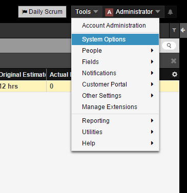 Axosoft - 시스템 옵션