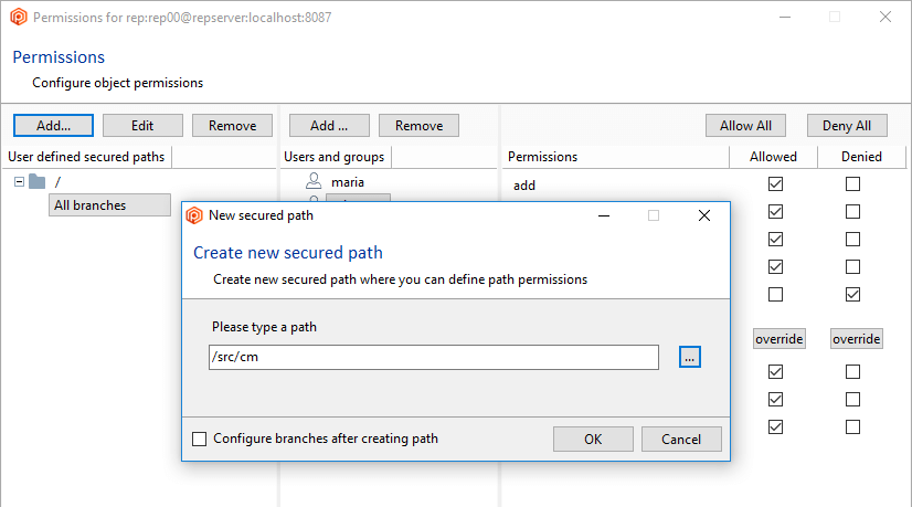 Path permissions - Create new secured path