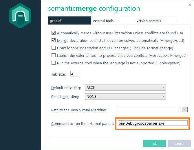 SemanticMerge - Configure external parser