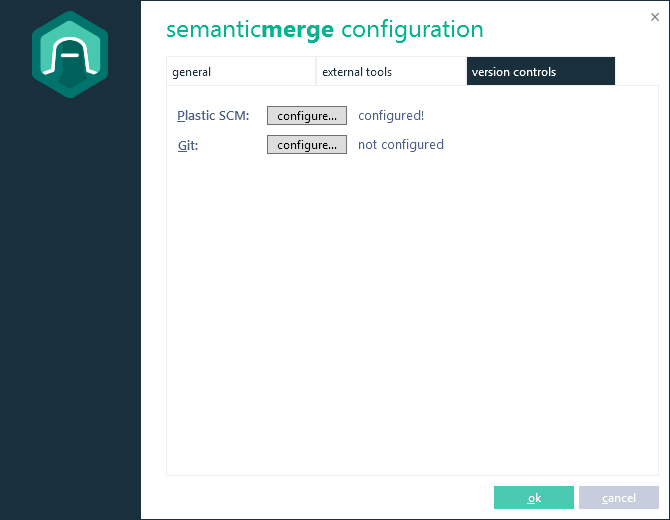 SemanticMerge configuration dialog - Version controls