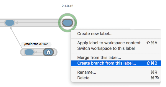 Plastic SCM GUI - Mac OS - Create branch from this label