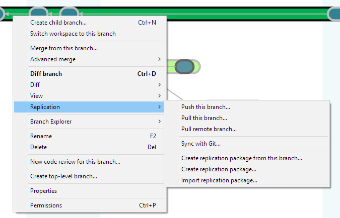 Plastic SCM GUI - Windows - Replication menu