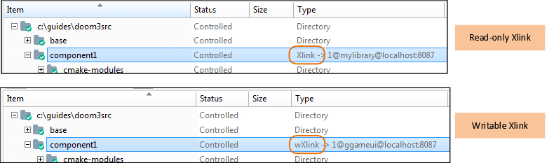 Read-only vs. writable-Xlinks in the Workspace Explorer